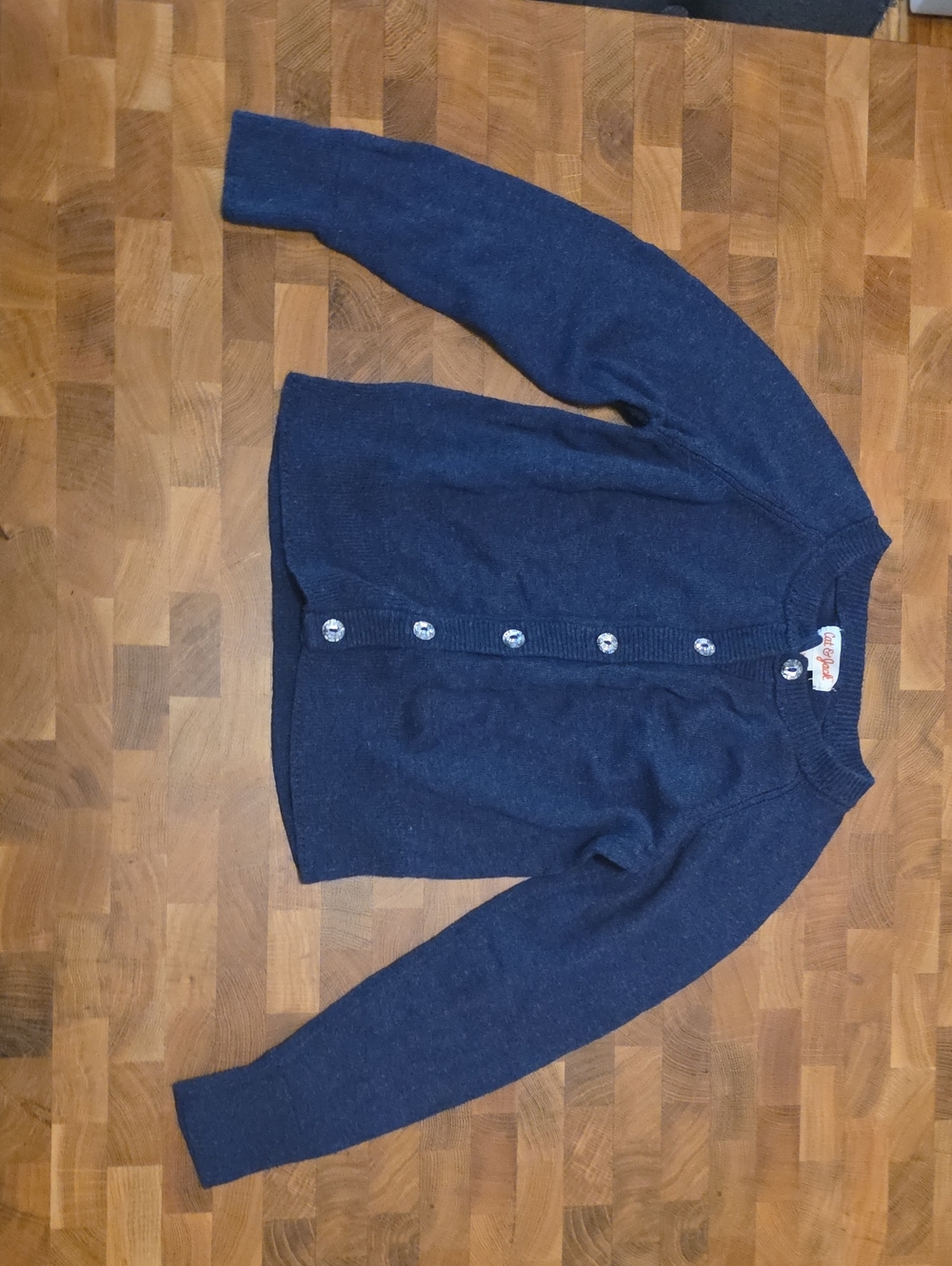 Cat & Jack Navy Button-Front Diamond Button Cardigan Sweater